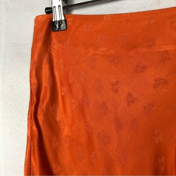 Zara Orange Satin Floral A-line Mini Skirt M - Picture 4 of 4